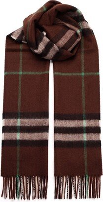 Vintage Check Fringed-Edge Knitted Scarf