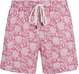 Swim Shorts With Flowers Pattern