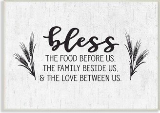Home Decor Collection Bless The Food and Family with Wheat Subtle Birch Typography Wall Plaque Art 12.5 L x 0.5 W x 18.5 H - Mul