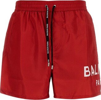 Logo Printed Drawstring Swim Shorts-BF