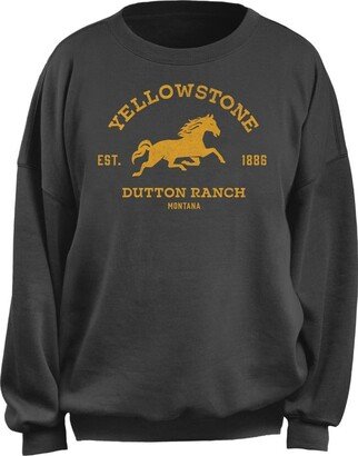 Women's Y Yellowstone Junior's Dutton Ranch Badge Oversized Fleece-AA