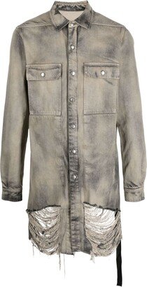 Frayed Distressed-Effect Denim Jacket