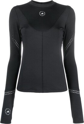 perforated-detailing long-sleeve T-shirt