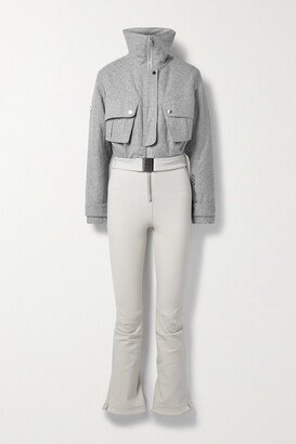 The Telluride Belted Two-tone Wool-blend And Twill Ski Suit - Gray