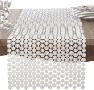 Saro Lifestyle Openwork Floral Design Antique Style Lace Table Runner