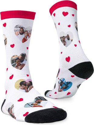 Socks: Floating Hearts Custom Socks, Red