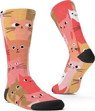 Socks: Silly Cats - Multicolor Custom Socks, Multicolor