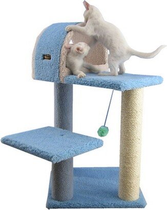 29 Real Wood Cat Tree With Scratcher and Tunnel for Squeeze, Snoozing & Hiding