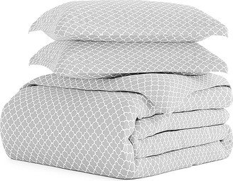 Linens & Hutch Quatrefoil Pattern 3-Piece Microfiber Duvet Cover Set