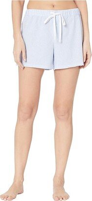 Cotton Polyester Jersey Separate Boxer Shorts (Blue Stripe) Women's Pajama