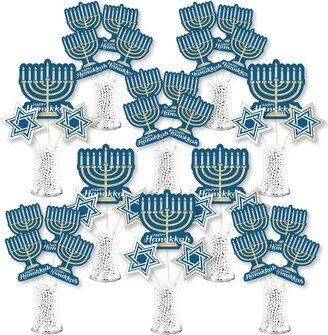Big Dot of Happiness Happy Hanukkah - Chanukah Holiday Party Centerpiece Sticks - Showstopper Table Toppers - 35 Pieces