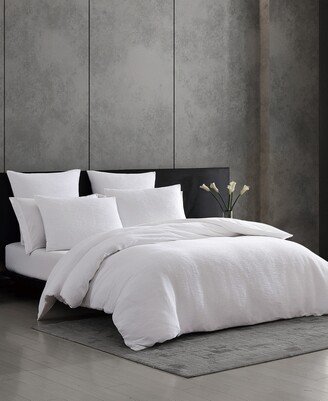 3 Piece Solid Textured Pleats Duvet Cover Set, King