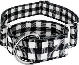 Country Brook Petz Black & White Buffalo Plaid Martingale Dog Collar (2 Inch, Medium)