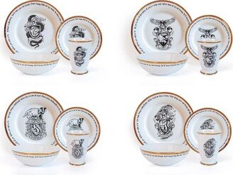 Ukonic Harry Potter Hogwarts House Logos 16-Piece Ceramic Dinnerware Set