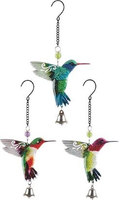 Q-Max 3-Piece Colorful Hummingbird Ornaments 6.75 Long Home Decoration Figurine