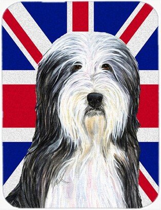 SS4939LCB Bearded Collie With English Union Jack British Flag Glass Cutting Board