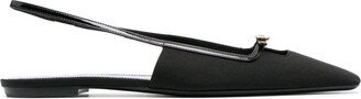 Buckle-Detail Slingback Mules