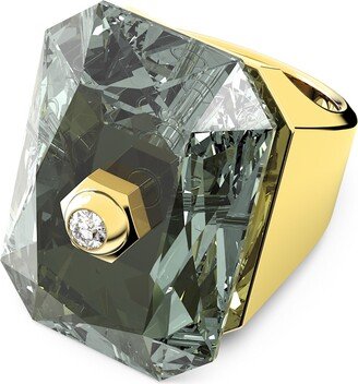 Numina cocktail ring, Octagon cut, Gray, Gold-tone plated