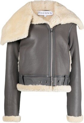 Jacke fleece-collar leather coat