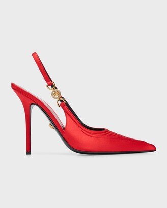 Medusa Satin Slingback Pumps