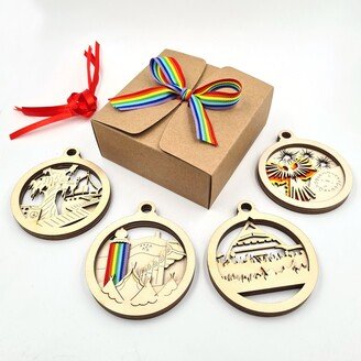 Festival Baubles - Gift Set Of 4 Including Gift Box, Keepsake Decoration, Recycle Your Event Wristband Laser Cut Ply