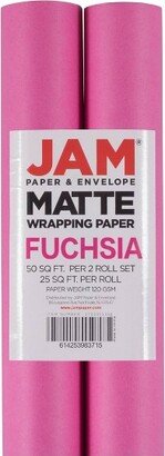 JAM Paper & Envelope JAM PAPER Fuchsia Matte Gift Wrapping Paper Roll - 2 packs of 25 Sq. Ft.