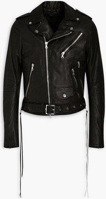 Slim-fit leather biker jacket-AA