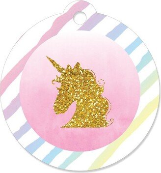 Big Dot of Happiness Rainbow Unicorn - Magical Unicorn Baby Shower or Birthday Party Favor Gift Tags (Set of 20)