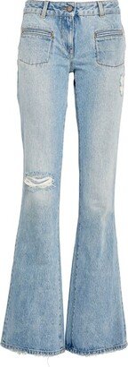 Distressed Bootcut Jeans-AB