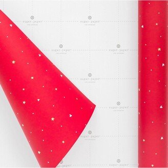 Sugar Paper + Target 25 sq ft Gold Foil Stars & White Hearts Gift Wrap Red - Sugar Paper™ + Target