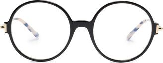 FT5914B tortoiseshell round-frame glasses