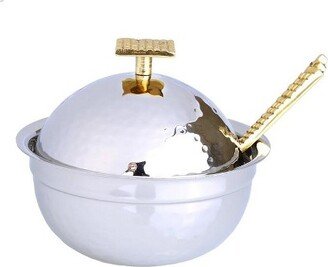 Stainless Steel Honey Dish With Mosaic Handle - 5.25D X 2.5H