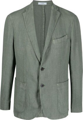 Single-Breasted Linen Blazer-AE