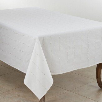 Saro Lifestyle Embroidered Design Cotton Tablecloth, Silver,