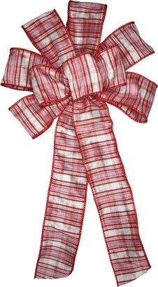 Valentine's Day Wired Wreath Bow - Red & White Plaid