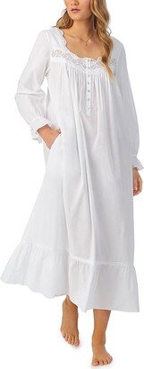 Cotton Lawn Long Sleeve Ballet Gown (White) Women's Pajama