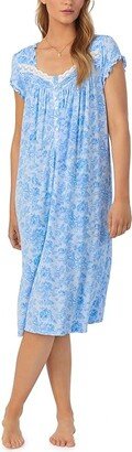 Modal Cap Sleeve Waltz Gown (Blue Roses) Women's Pajama