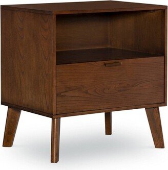 Reid Mid-Century Modern Wood 1 Drawer Nightstand Walnut