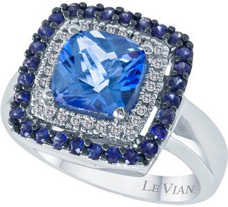 14K 2.75 Ct. Tw. Diamond & Ocean Blue Topaz Ring