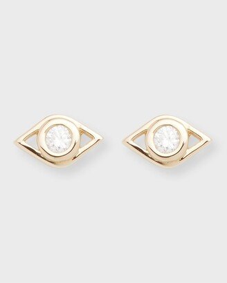 14k Diamond Evil Eye Stud Earring, Single