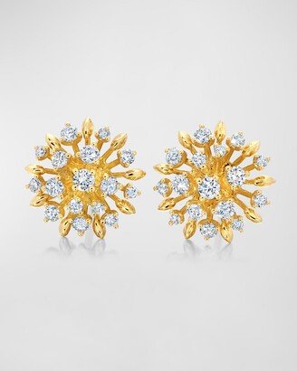 Graziela Gems 18k Yellow Gold Small Diamond Lotus Stud Earrings