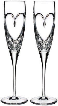 True Love Set of 2 Lead Crystal Champagne Flutes