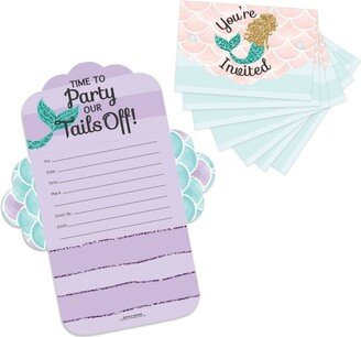 Big Dot of Happiness Let's Be Mermaids - Fill-In Cards - Baby Shower or Birthday Party Fold and Send Invitations - Set of 8