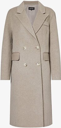 Meotine Womens Beige Miles Double-breasted Wool-blend Coat