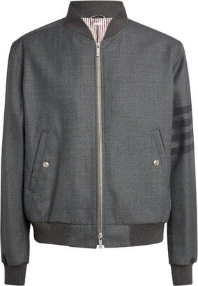 Wool-Blend 4-Bar Bomber Jacket