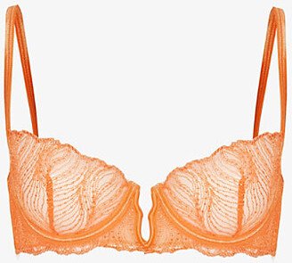 Womens Blazing Orange Irena Underwired Stretch-lace Balconette bra