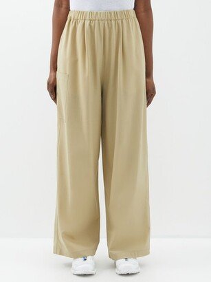 Elasticated Canvas Wide-leg Trousers