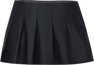 Women's Pleated Faux Leather Mini Skort 4X Black