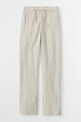 Women's Cross Dye Linen Ankle Pants - Flax - PL - Petite Size