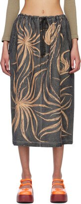 Anna Castellano SSENSE Exclusive Gray Chrysanthemum Denim Maxi Skirt